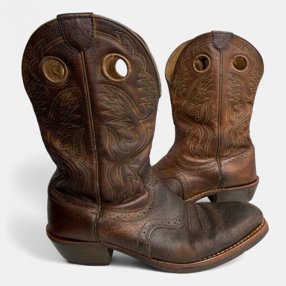 Ariat Roughstock 34824 Brown Leather Western Cowboy Biker Work Boots Men's 12 D - Picture 1 of 13